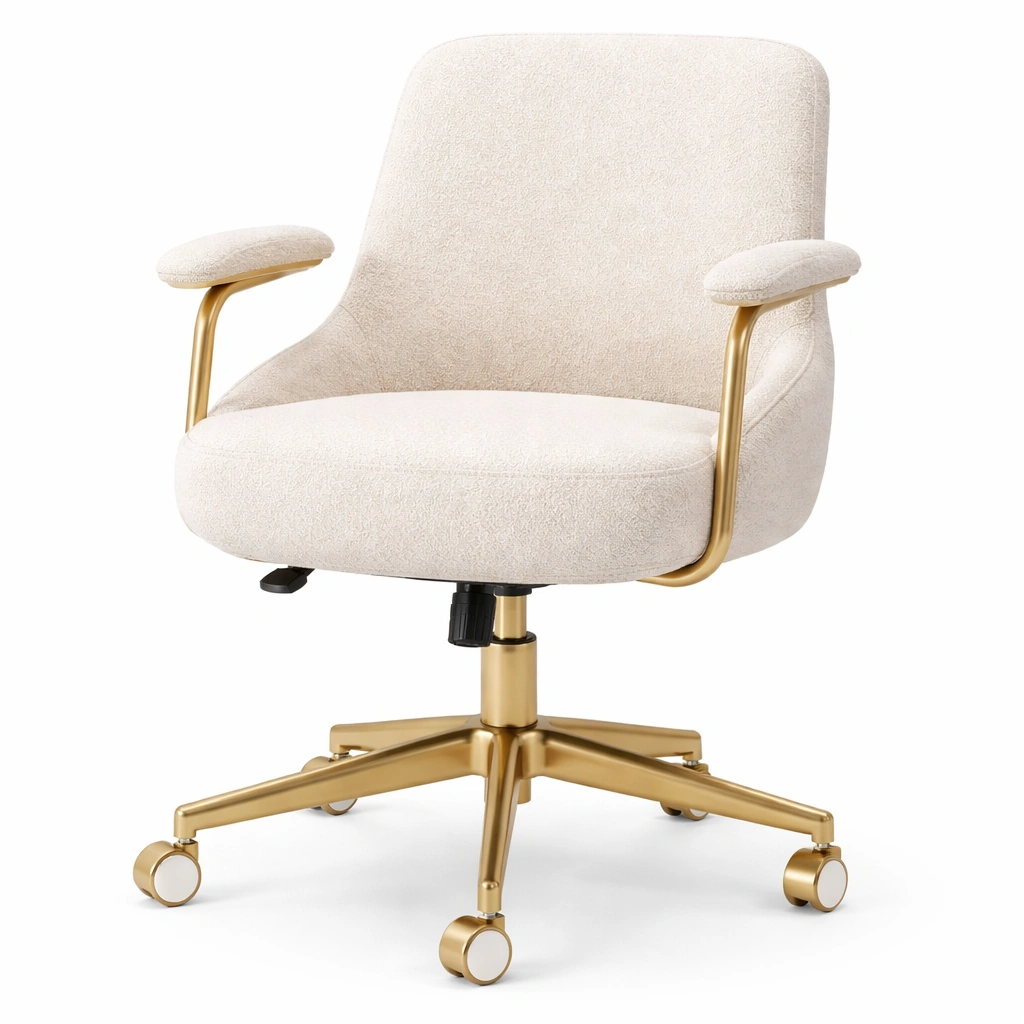 Silla ejecutiva blanca con estructura dorada-livaroe